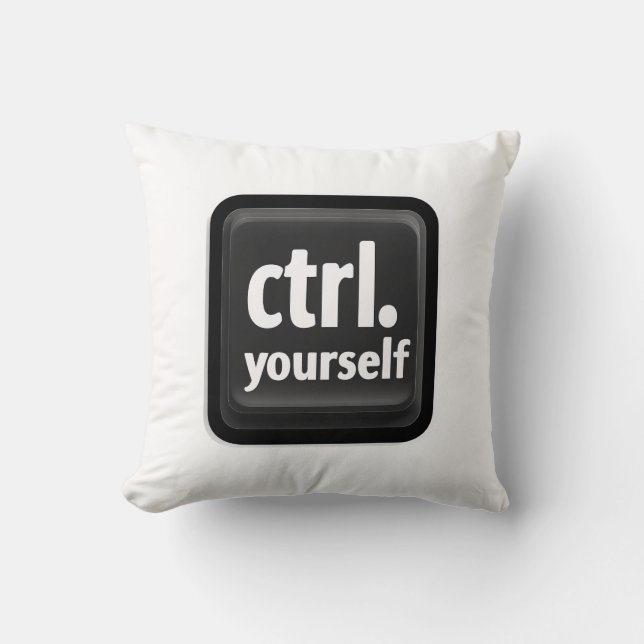 “Ctrl Yourself”-nyckelillustration – minimalistisk Kudde (Framsida)