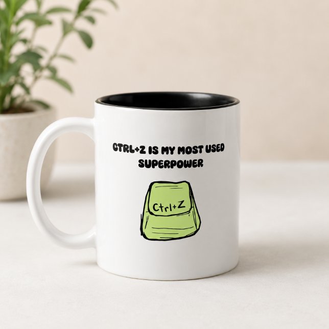 Ctrl+Z Superkraft Ångra Kommando Tech Humor Design Två-Tonad Mugg (Skapare uppladdad)