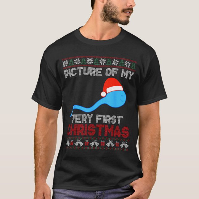 Cture Av Min Första Jul - Rolig Sperma Tomte T Shirt (Framsida)