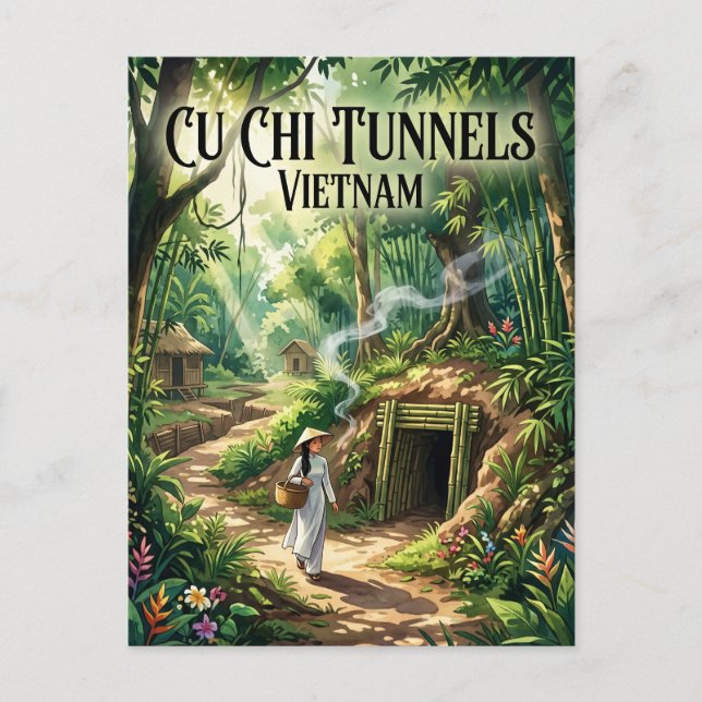 Cu Chi-tunnlarna Vietnam Vykort (Framsida)