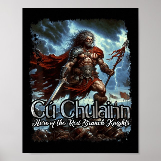 Cu Chulainn Celtic Irish Mythology Krig Gud Poster (Framsidan)