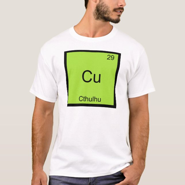 Cu - Cthulhu Funny Chemistry Inslag Symbol Tee Shirt (Framsida)