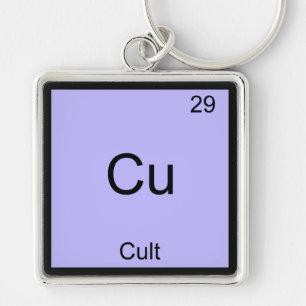 Cu - Kult Rollig Kemiskt Element Symbol T-Shirt Fyrkantig Silverfärgad Nyckelring