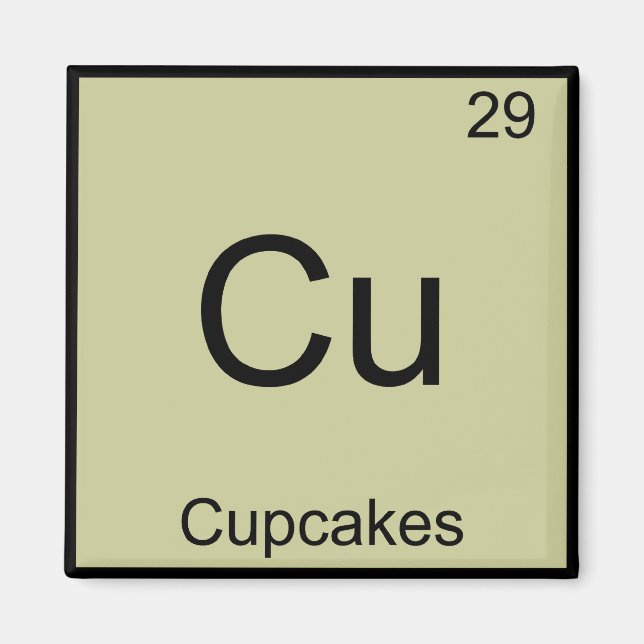 Cu - Muffins Funny Chemistry Inslag Symbol Tee Magnet (Framsidan)