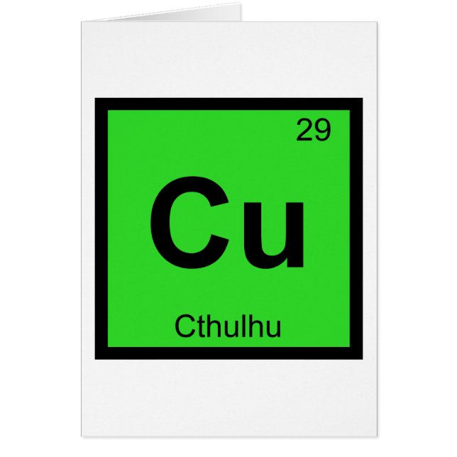 Cu - Stulhu kemi Periodic Bord Symbol Hälsningskort (Framsidan)