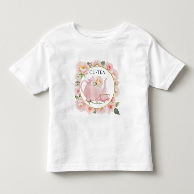 Cu-Tea Blush Rosa Tekanna Småbarn Flickan T-Shirt (Framsida)