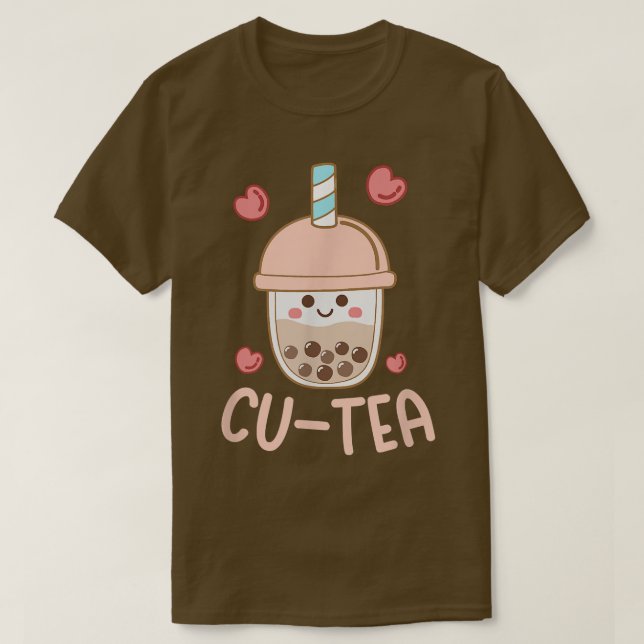 Cu tea Cute Kawaii Boba Bubble Tea Småbarn Boys Gi T Shirt (Design framsida)