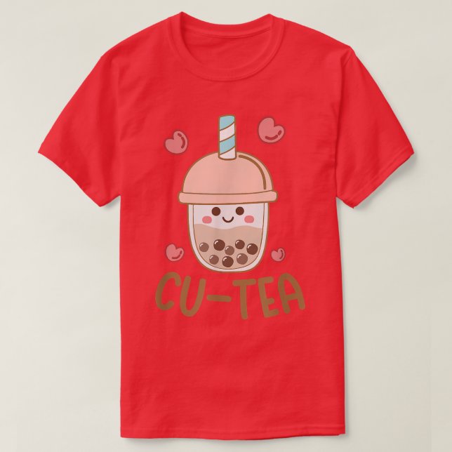Cu tea Cute Kawaii Boba Bubble Tea Småbarn Boys Gi T Shirt (Design framsida)