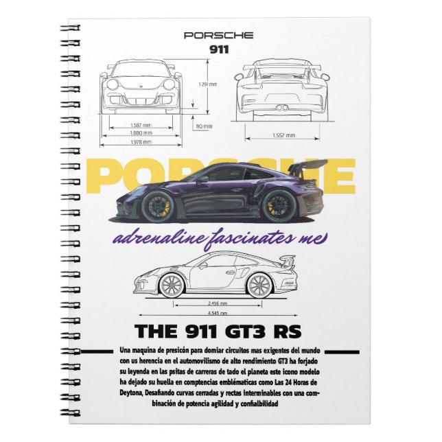 Cuaderno diseño Plantilla porsche  Anteckningsbok (Framsidan)