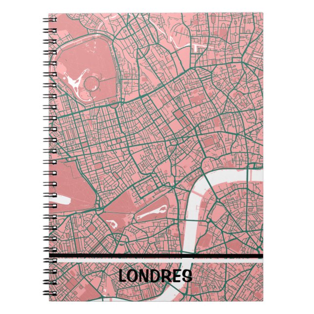 Cuaderno mapa minimalista de Londres  - Rosa-verde Anteckningsbok (Framsidan)