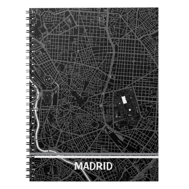Cuaderno mapa minimalista de Madrid - Negro-blanco Anteckningsbok (Framsidan)