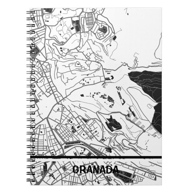 Cuaderno mapa minimalista Granada - Blanco-negro Anteckningsbok (Framsidan)