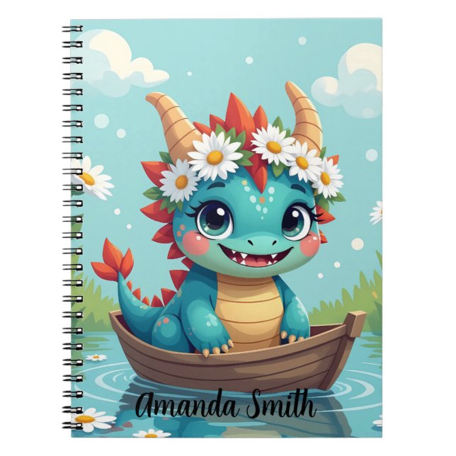 Cuaderno Personalizable con Nombre Diseño Dragon Anteckningsbok (Framsidan)