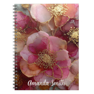 Cuaderno Personalizable con Nombre Diseño Flores Anteckningsbok