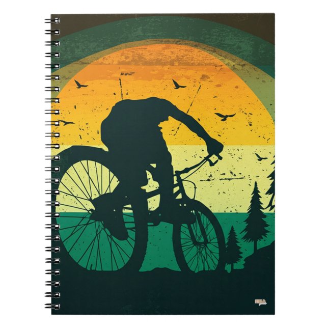 Cuaderno Retro Mountain Biking Adventure Sunset Anteckningsbok (Framsidan)