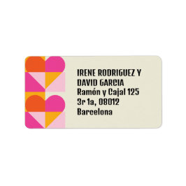Cuadrícula Corazón Naranja y Rosa Adressetikett