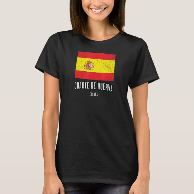 Cuarte De Huerva Spain Es Flagga City Bandera Ropa T Shirt (Framsida)