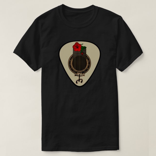 Cuatro Coqui Taino Puerto Rico Flower Gitarr Plekt T Shirt (Design framsida)