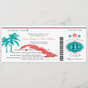 Cuba Boarding Pass Bröllop Inbjudningar