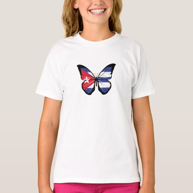 Cuba Butterfly Flagga T Shirt (Framsida)