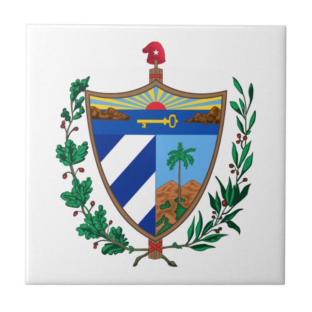 Cuba country coat arms symbol emblem flag kakelplatta (Framsidan)