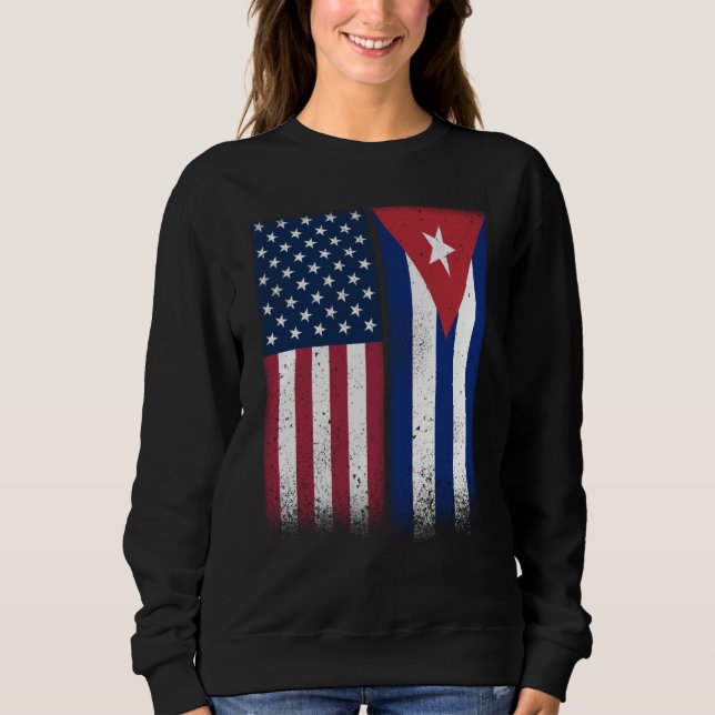 Cuba Cuban American Flags Proud USA Cuba T Shirt (Framsida)