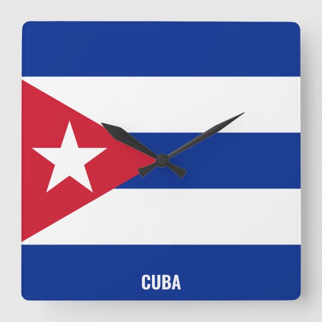 Cuba Flag Dazzling Patriotic Fyrkantig Klocka (Framsida)