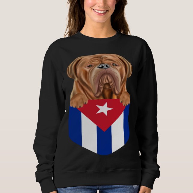 Cuba Flag Dogues de Bordeaux Dog In Pocket T Shirt (Framsida)
