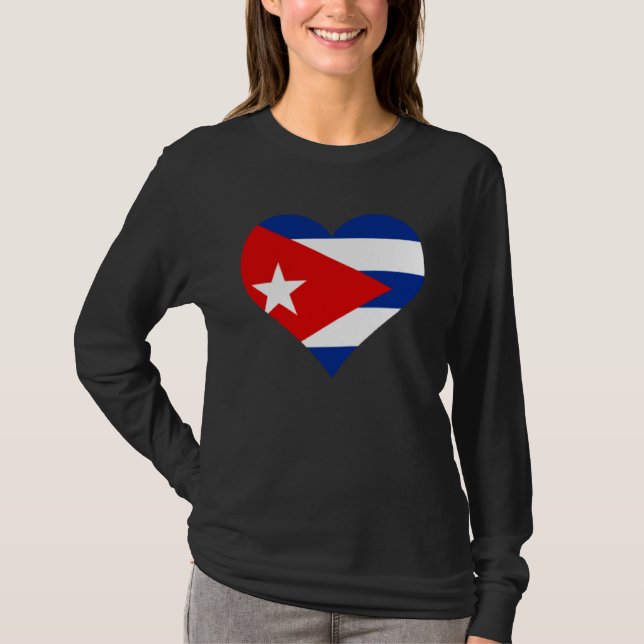 Cuba Flag Heart Cuba  Love Cuba T Shirt (Framsida)