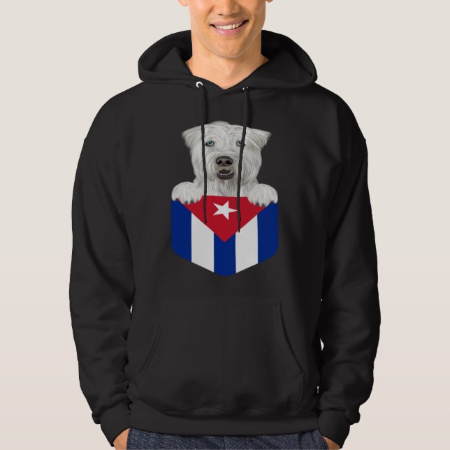 Cuba Flag Soft Coated Wheaten Terrier Dog In Pocke Hoodie (Framsida)