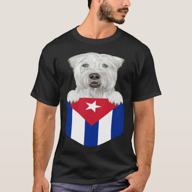 Cuba Flag Soft Coated Wheaten Terrier Dog In Pocke T Shirt (Framsida)