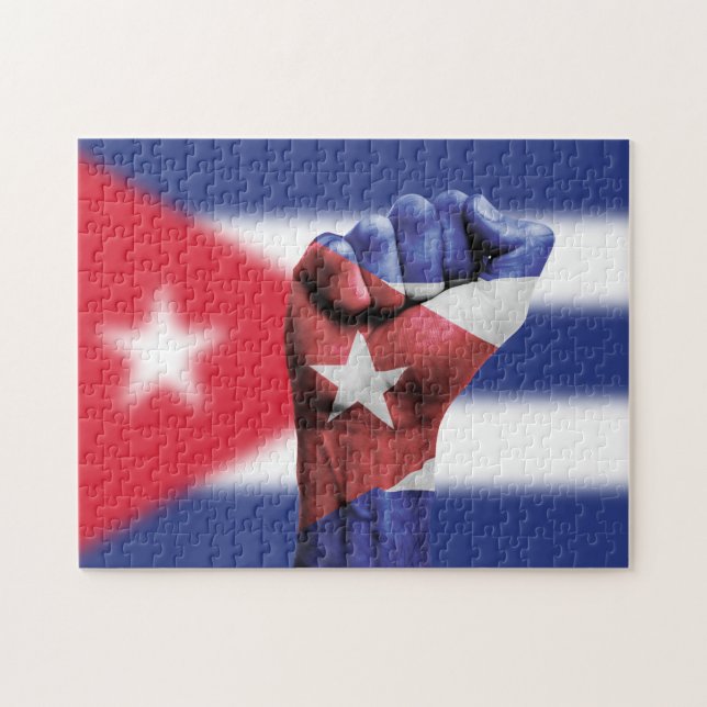 Cuba Flagga Fist Pussel (Horisontell)