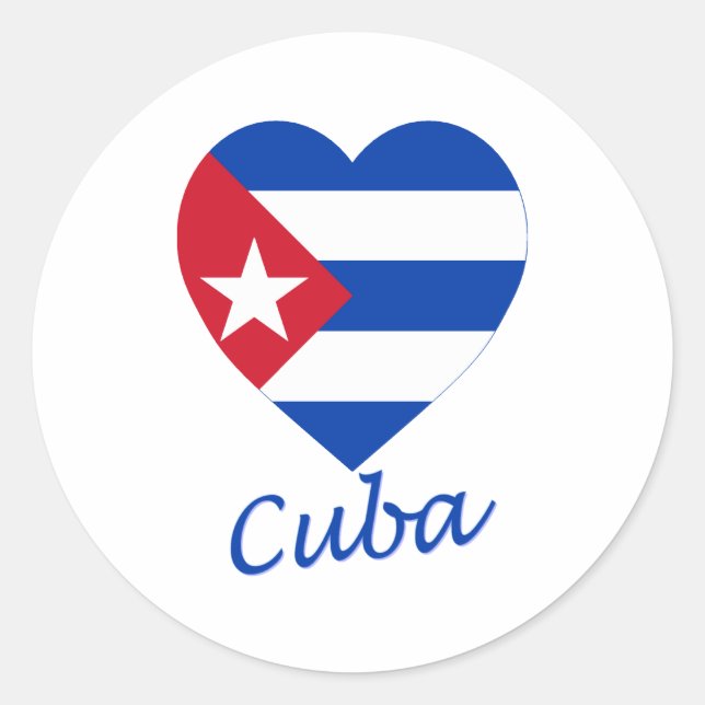 Cuba Flagga Heart Runt Klistermärke (Framsida)