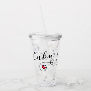 Cuba Flagga Heart Script, Cuban Flagga Take Away Mugg