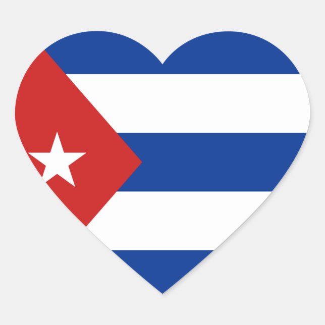 Cuba Flagga Heart Sticker Hjärtformat Klistermärke (Framsida)