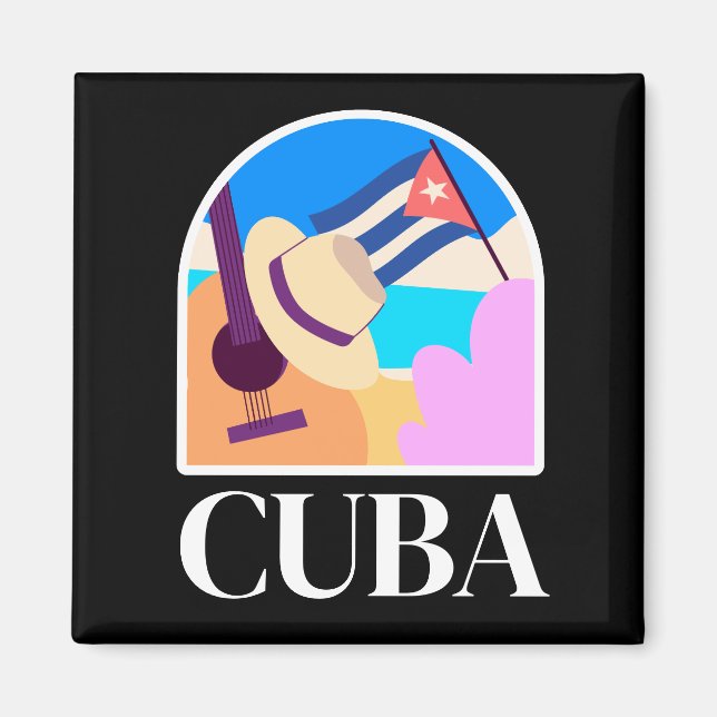 Cuba Flagga Salsa Vintage Magnet (Framsidan)