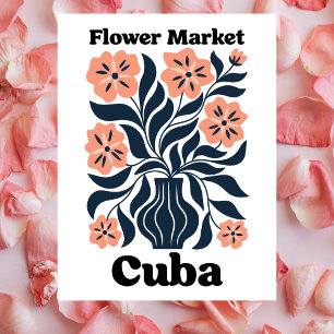 Cuba Flower Market Krukväxtblomma & Mörkt Lövverk Vykort
