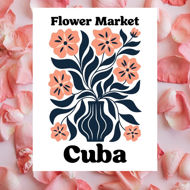Cuba Flower Market Potted Blossom & Dark Foliage Vykort (Cuba Flower Market Potted Blossom & Dark Foliage Postcard)