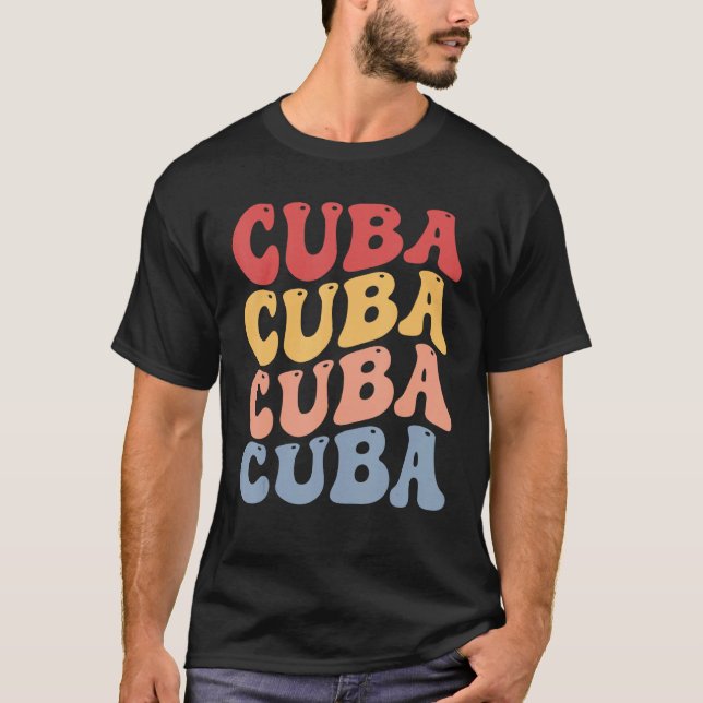 Cuba Groovy Retro Cuban T Shirt (Framsida)