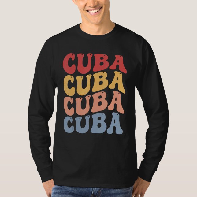 Cuba Groovy Retro Cuban T Shirt (Framsida)