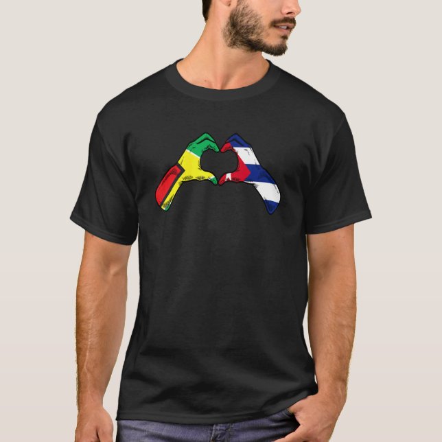 Cuba Guyana Flag Cuban Guyanese Heart 1 T Shirt (Framsida)