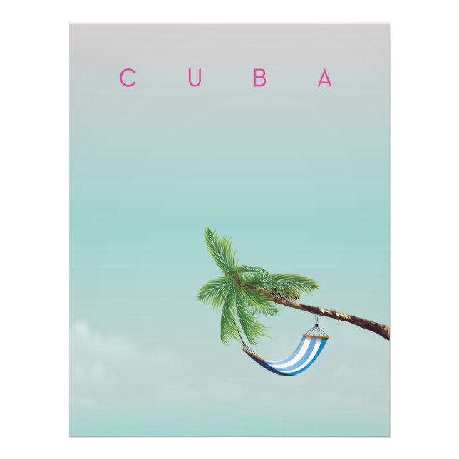Cuba Hängmatta Vintage semestertryck. Fototryck (Framsidan)