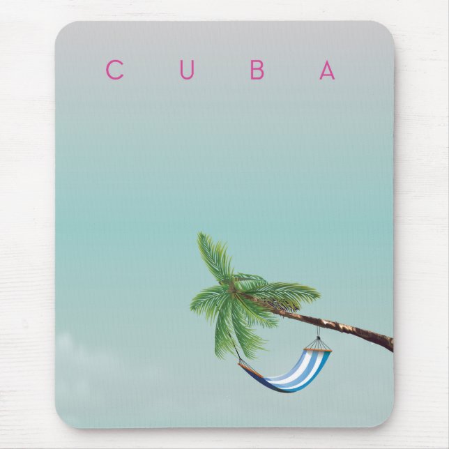 Cuba Hängmatta Vintage semestertryck. Musmatta (Framsidan)