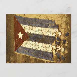 CUBA, Havana. Mosaikpuzzel i flagga i Vykort