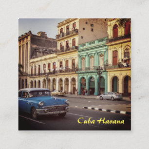 Cuba Havana Vintage Classic Car Cityscape Fyrkantigt Visitkort