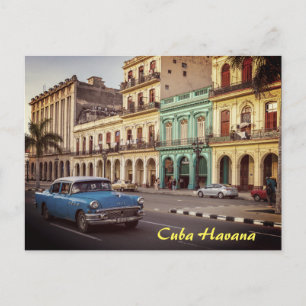 Cuba Havana Vintage Classic Car Cityscape Helg Vykort