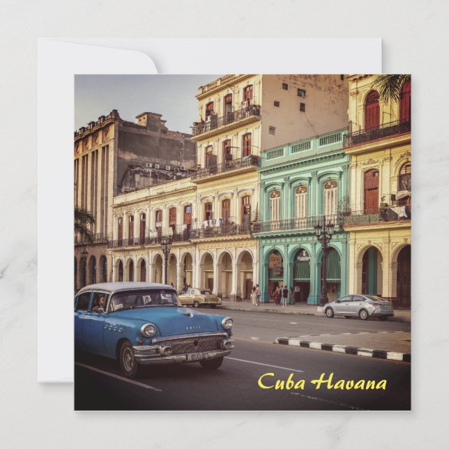 Cuba Havana Vintage Classic Car Cityscape Julkort (Framsida)