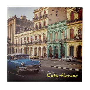 Cuba Havana Vintage Classic Car Cityscape Kakelplatta