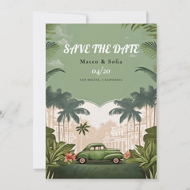 Cuba Havana Wedding destination Save the Date Inbjudningar (Framsida)
