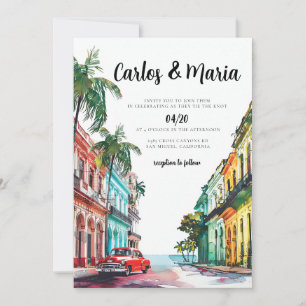 Cuba Havanna bröllopsinbjudan destination bröllop Inbjudningar